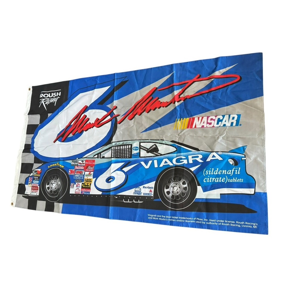 Vintage Mark Martin #6 Valvoline NASCAR Roush Racing Banner Flag Winston Cup